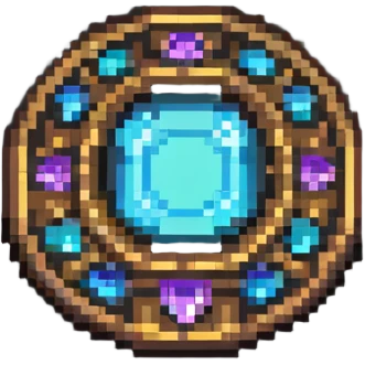 Special member medallion with intricate pixel art design and gem inlays emoji