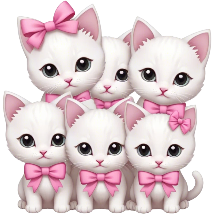 Gatitos blancos con moños rosas  emoji