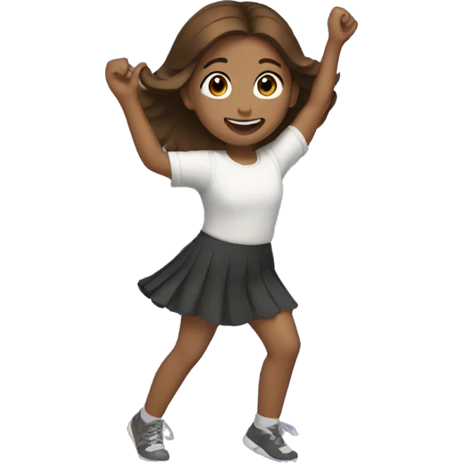 Girl with brown hair dancing emoji