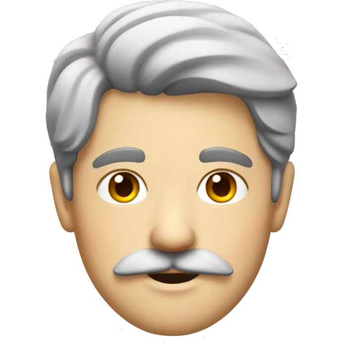 German guy with middle parted hair and a moustache emoji
