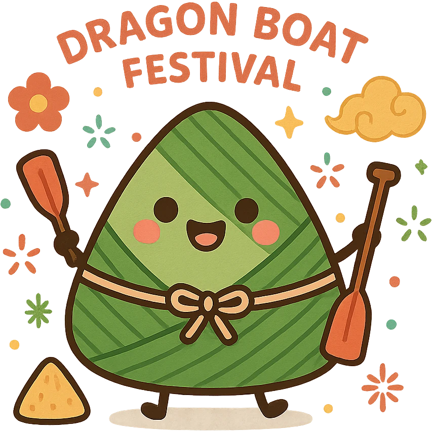 cute zongzi character with a smiling face, celebrating Dragon Boat Festival emoji