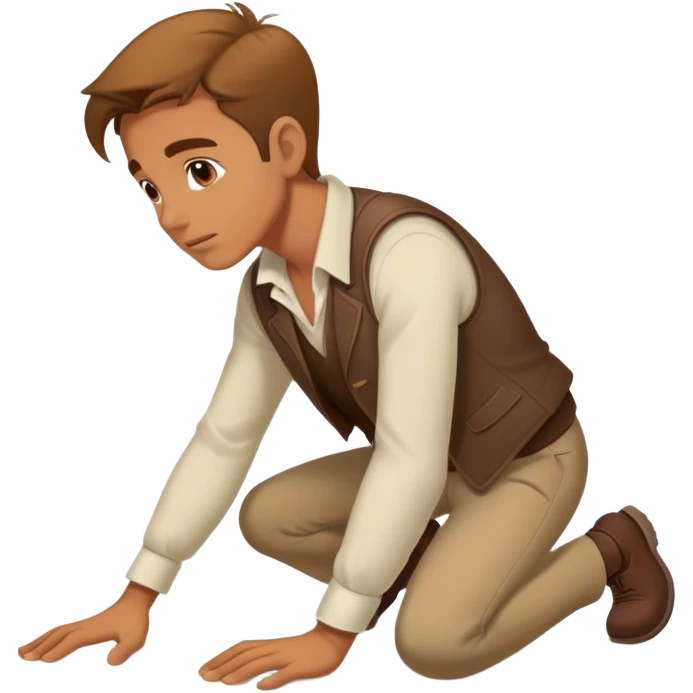 fully clothed man crawling on the ground. he is kissing the ground emoji