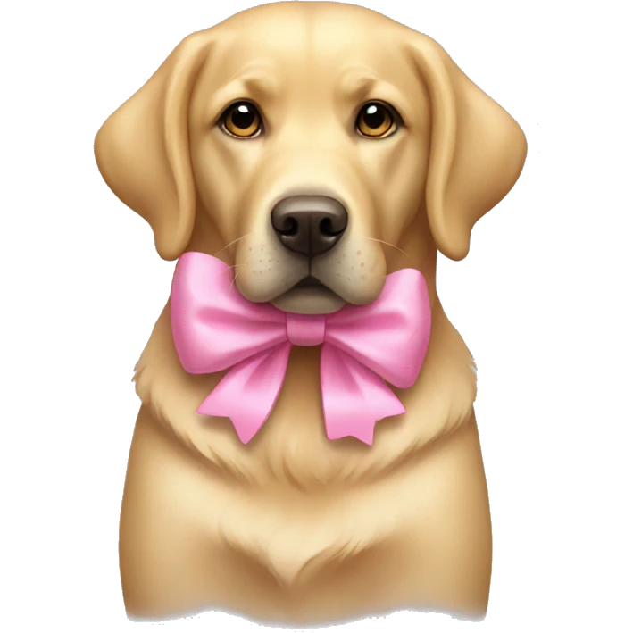 Golden Labrador with a pink bow emoji