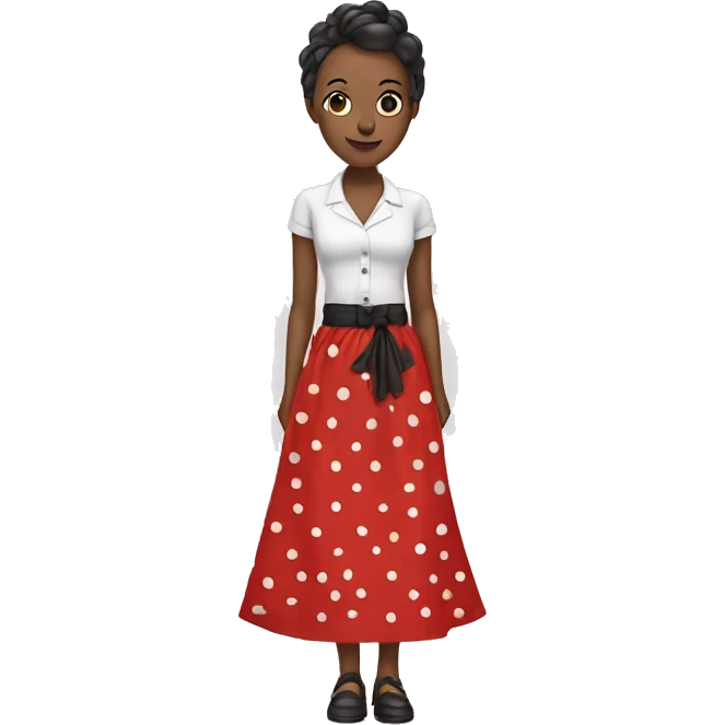 red long skirt with white polka dots, bow tied at waist emoji