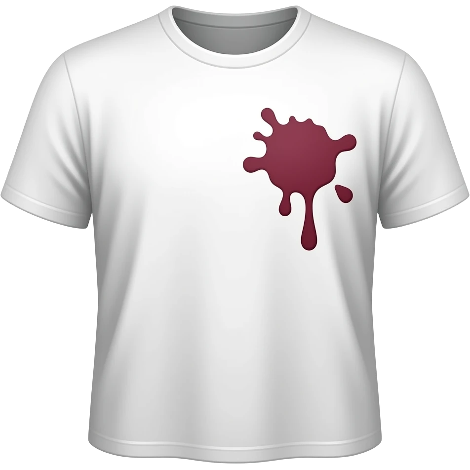 white t-shirt with wine stain without cup emoji