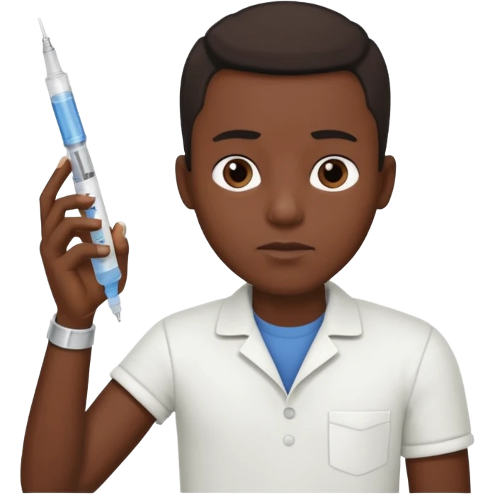 sick black man getting syringe shot arm emoji