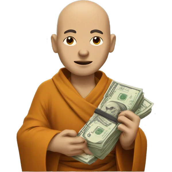 monk with money and financial debt emoji