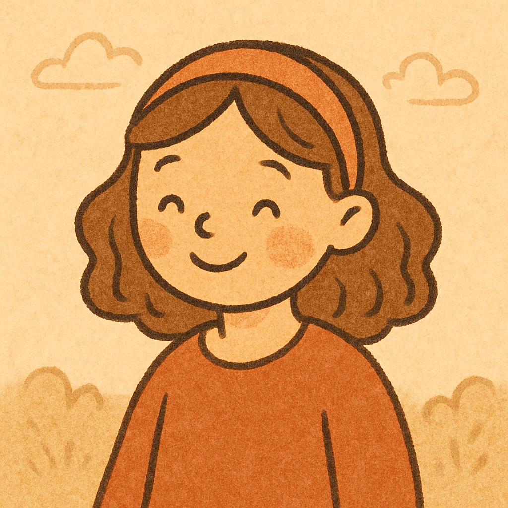 a girl with a headband, cheerful expression, simple background, modern cartoon style emoji