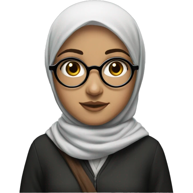 Palestinian girl, white skin, long face, with a vela hijab and round Harry Potter glasses and also wearing a keffiyah emoji