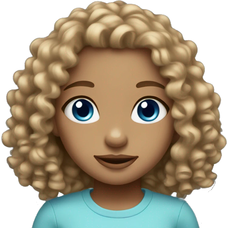 light skin girl blue eyes long curly brown  emoji