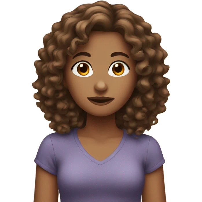 girl with brown curly wavy hair  emoji