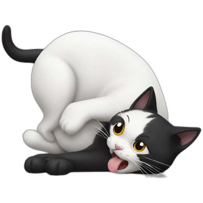 Black and white cat vomiting emoji