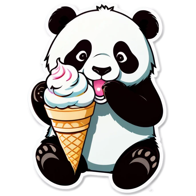 Panda eating ice cream emoji