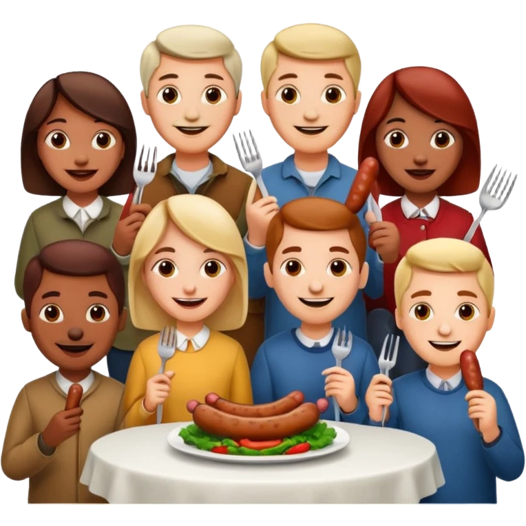 sausage eating people emoji