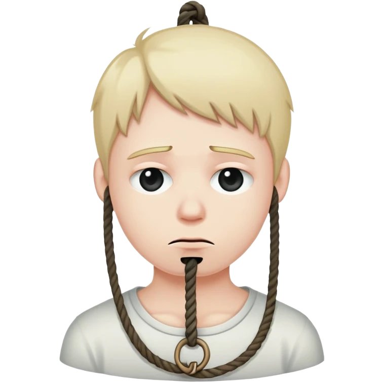 Sad face with noose around neck emoji