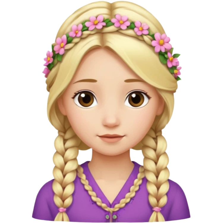 a girl with long blonde hair in a braid with flowers emoji