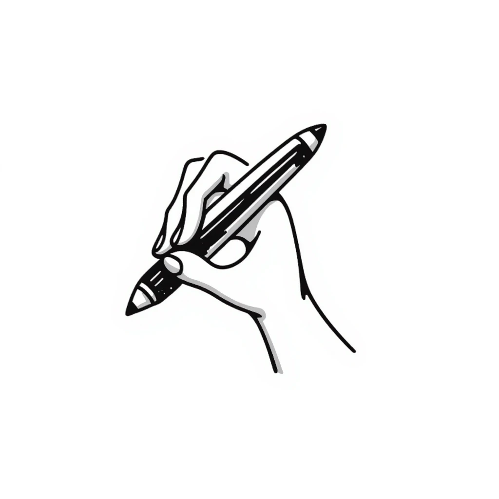 mano sosteniendo un lápiz, hand drawn doodle style emoji