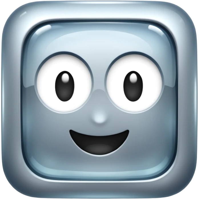 Sparkly glossy silver glass square emoji