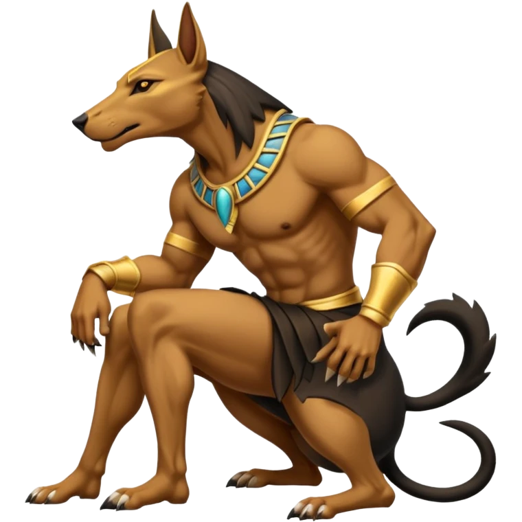 A regal sitting Anubis fighting a feral pig  emoji