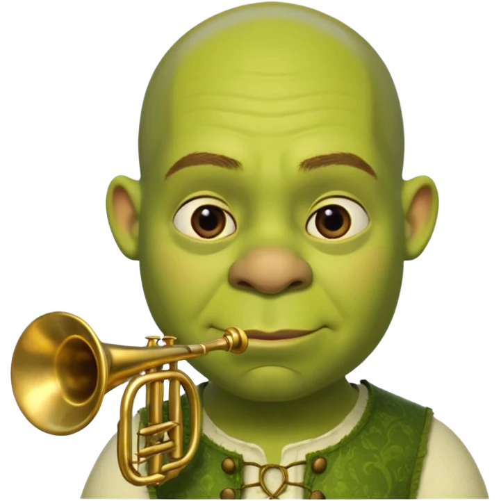 shrek sans cheveux et deux petites oreilles en trompettes une sur chaque cote de son crane emoji