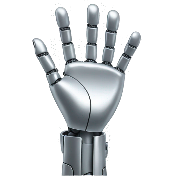 silver robotic hand waving hello emoji