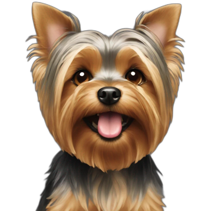 Yorkie dog with a ball in his teeth emoji