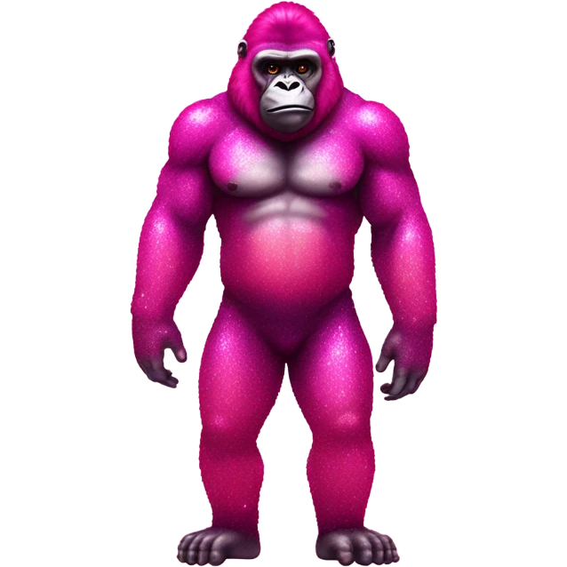 Hot pink ombre full body gorilla with glitter emoji