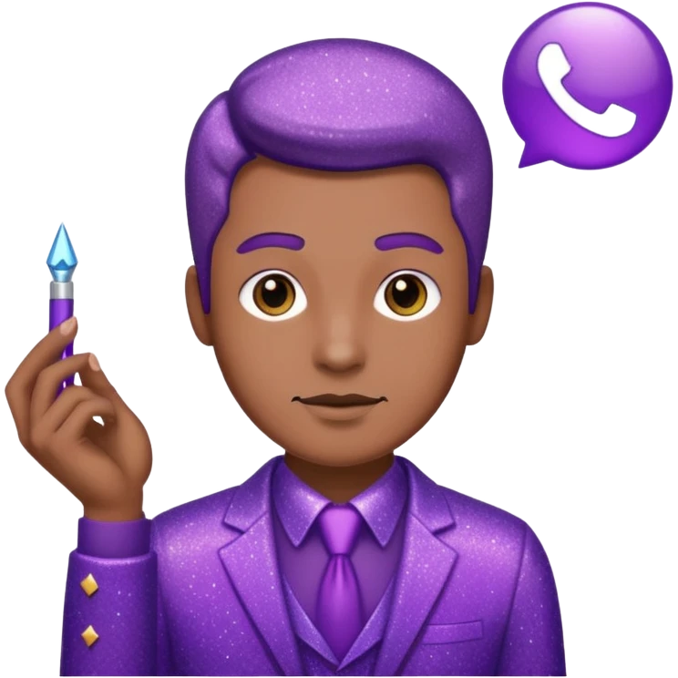 man office supervisor wearing glitter purple glittery clothes emoji