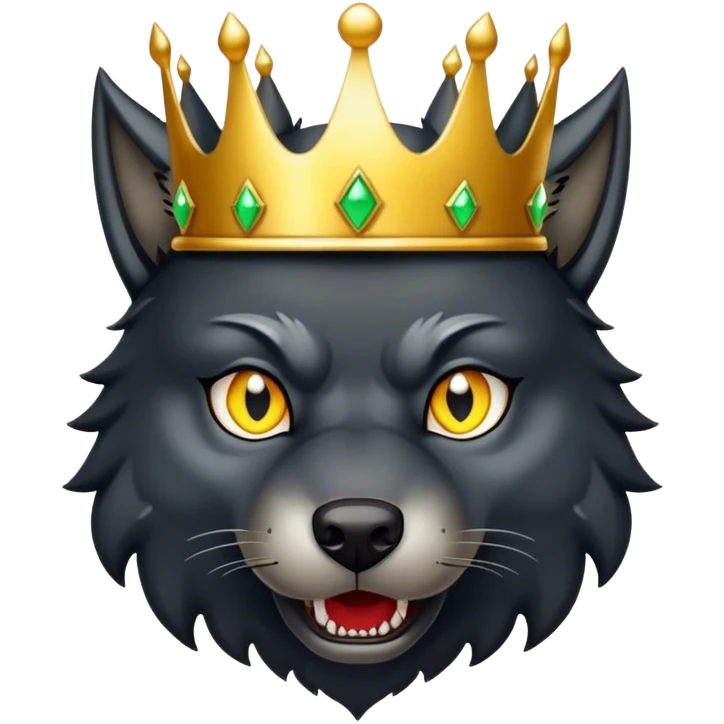 Scary Evil Black Wolf with Gold Crown emoji