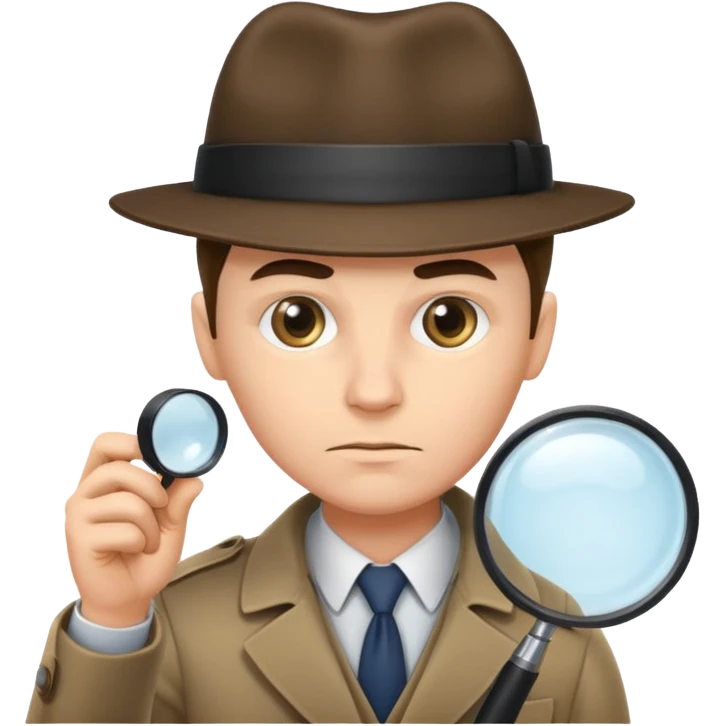 a detective leaning and looking at something with magnifying glass emoji