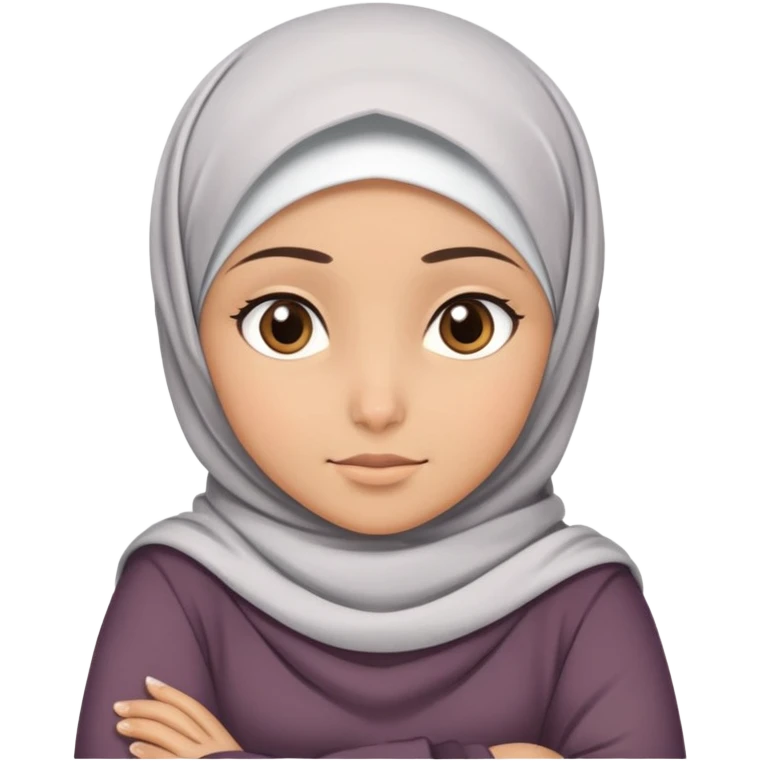 A browskin girl wearing a hijab while crossing her arms emoji