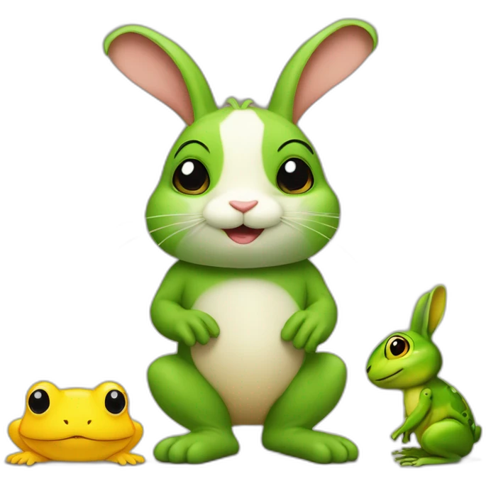 Lapin et une grenouille qui se font un câlin emoji