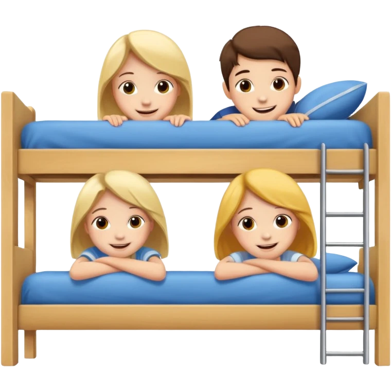 smiling children peeking from a bunk bed emoji