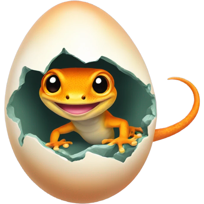Orange gecko emerges from egg emoji