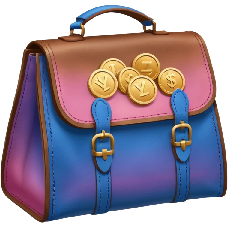 Coins inside brown leather bag, make bag always brown  color

Coins inside gradient color - Blue to pinl emoji