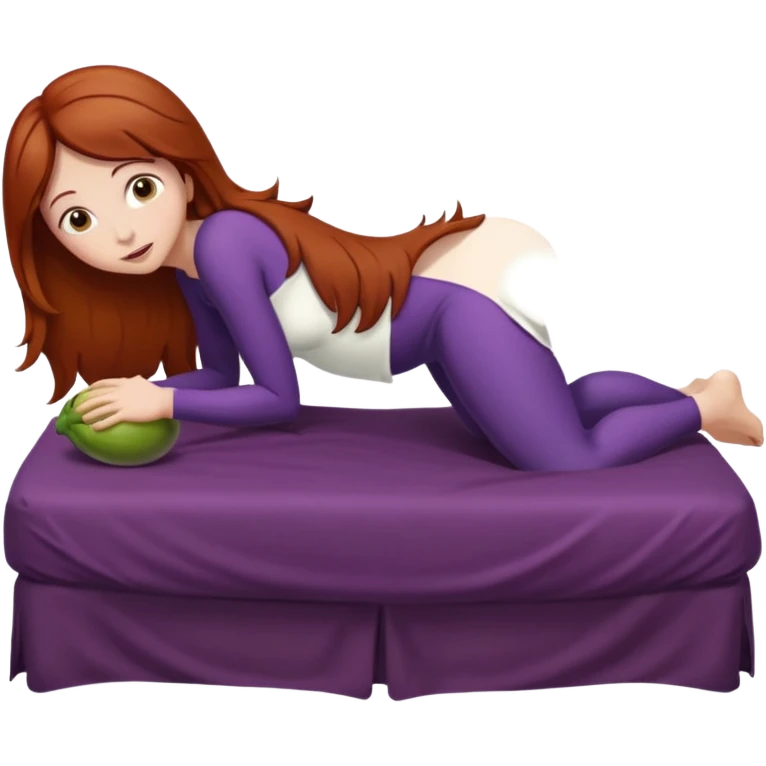  Woman nude bending over bed showing eggplant  in her vagina  emoji