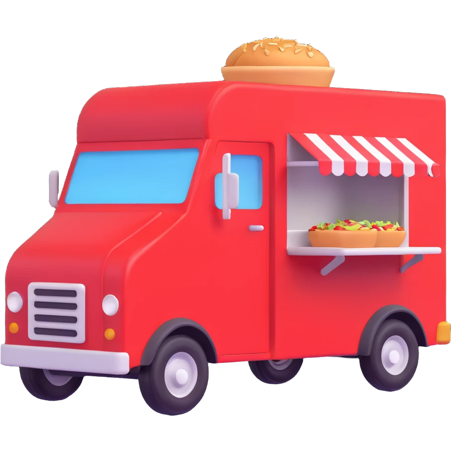 generate me a 3D red truck icecream food truck emoji