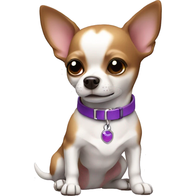 dog chihuahua white and brown with purple collar emoji