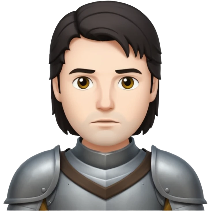 knight with dark hair, grey armor emoji
