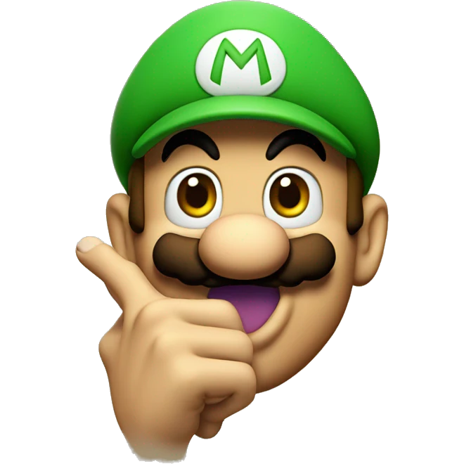super mario making the quite sign with his finger to his mouth emoji