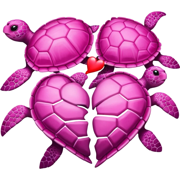 Pink Sea turtles with heart emoji