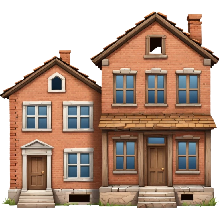 a house and a derelict house side by side emoji