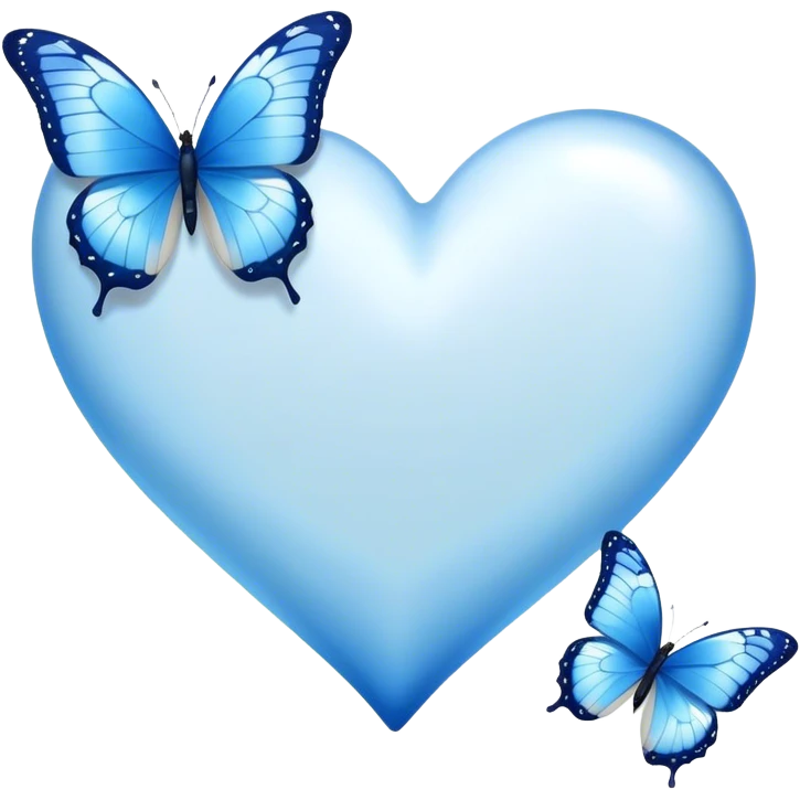 white heart with blue butterflies emoji