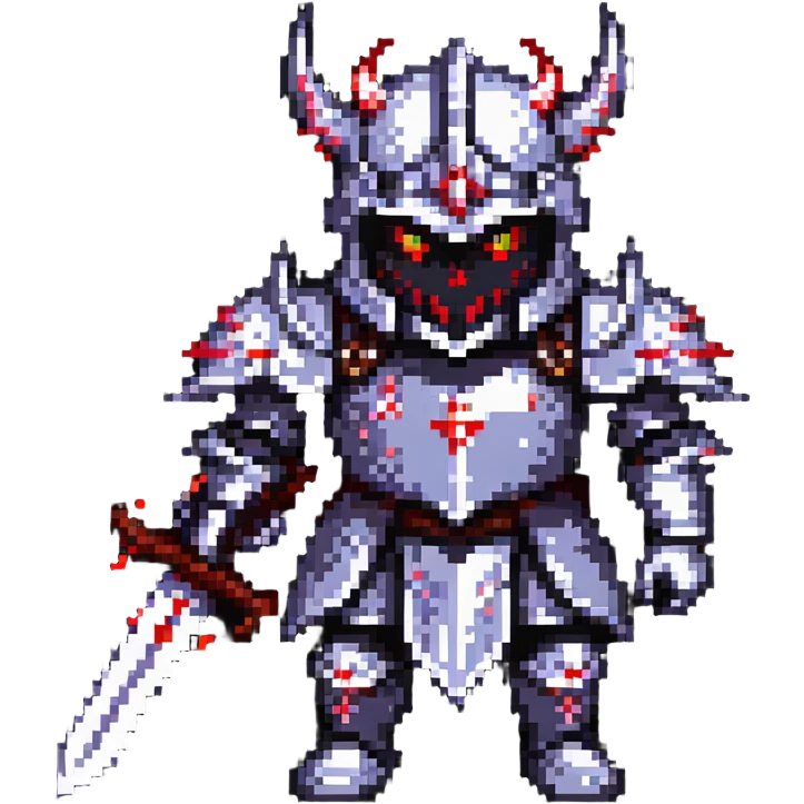 knight with demon features and glowing red eyes emoji
