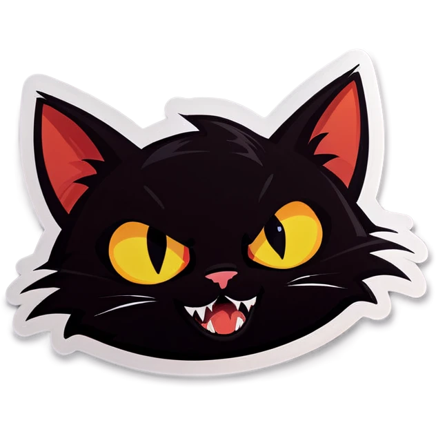 Cute black cat with fangs emoji