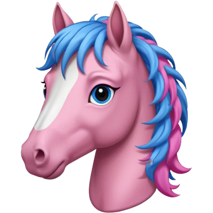  horse with curly and blue pink hair front view  emoji
