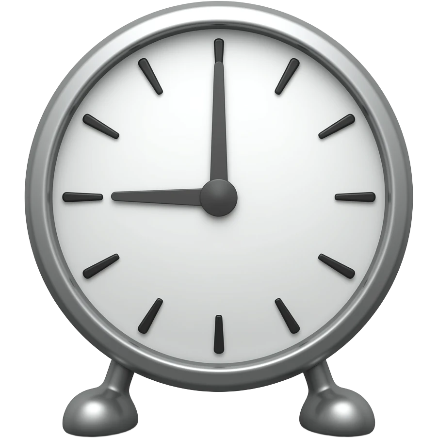 A clock with legs without arms emoji