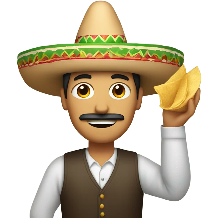 Man wearing Mexican hat and Mexican food emoji