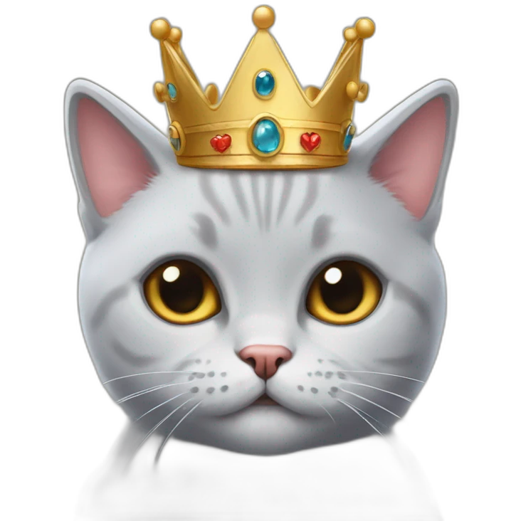 a cute british short hair cat wearing a crown emoji