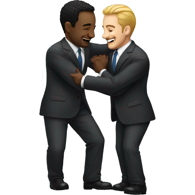 two men in suits hugging emoji